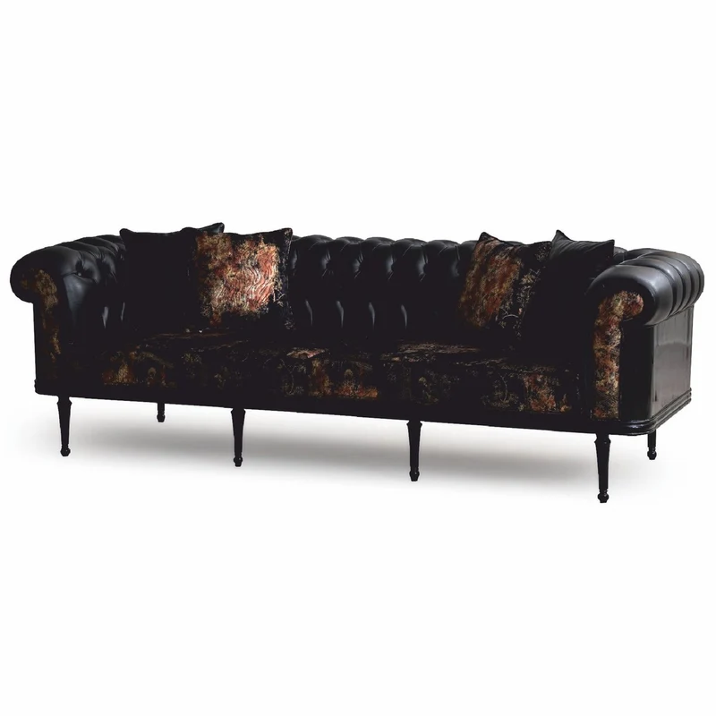 Casa Padrino Luxus Barock Sofa Schwarz / Gold 260 cm - Barock Wohnzimmer Möbel