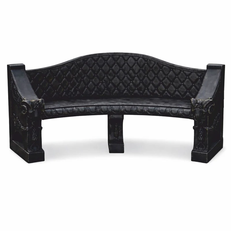Casa Padrino Barock Beton Gartenbank Schwarz 196 cm - Barock Garten & Terrassen Möbel