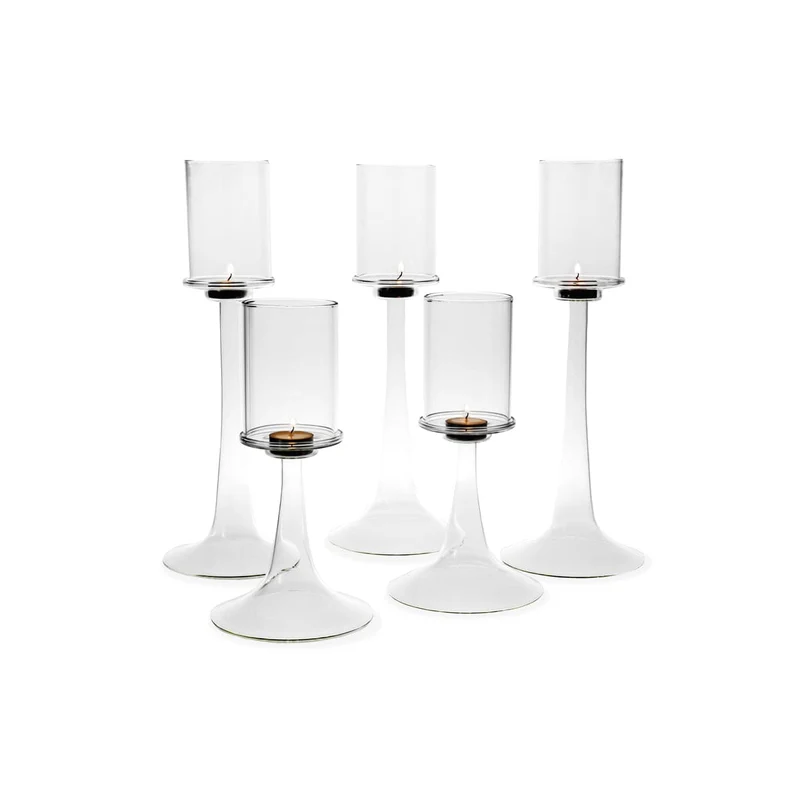 Blown Glass Candle Holder FIAMMA Set of Two by Aldo Cibic for Paola C