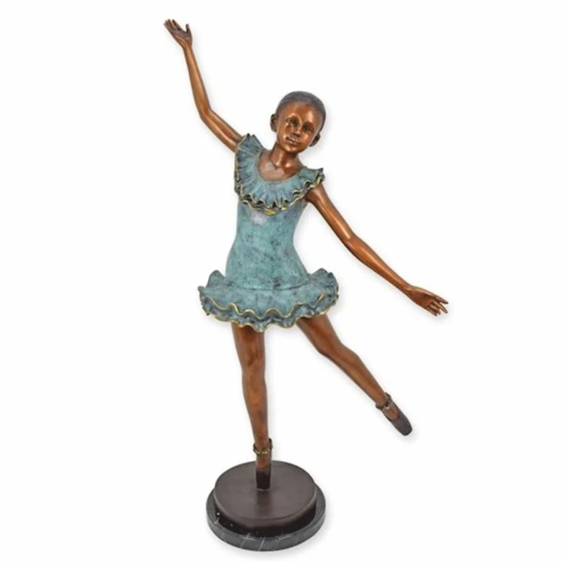 Casa Padrino Jugendstil Bronze Deko Skulptur Ballerina H. 130 cm - Große Bronze Figur