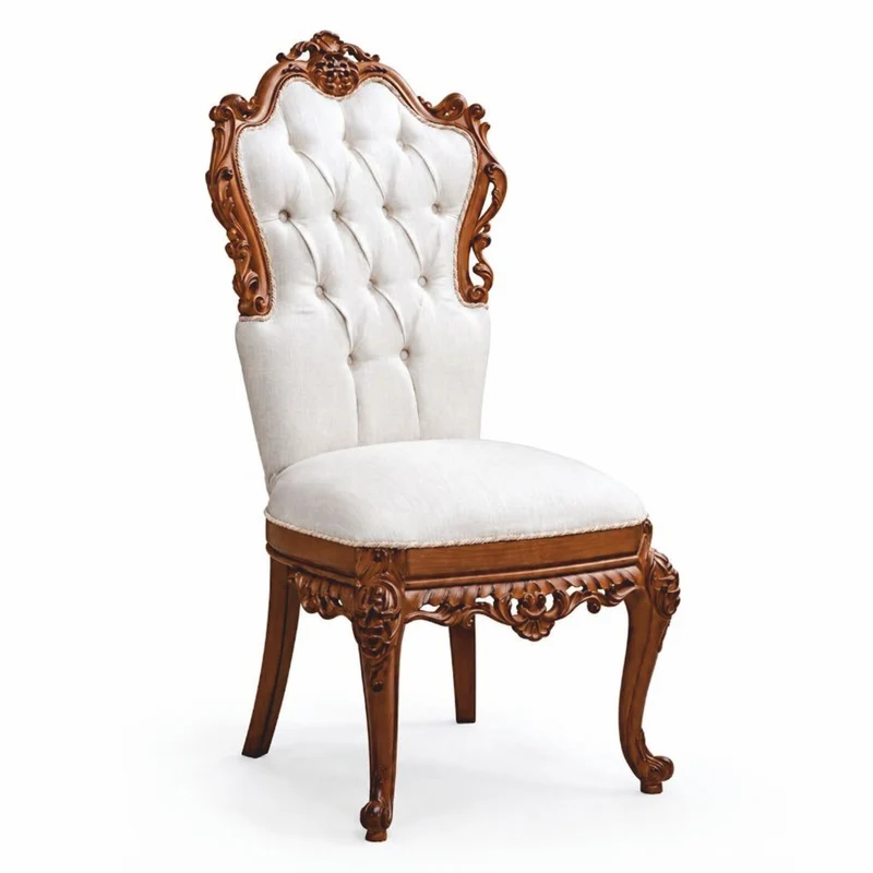 Casa Padrino Luxus Barock Esszimmer Stuhl Weiß / Braun H. 116 cm - Barockstil Möbel