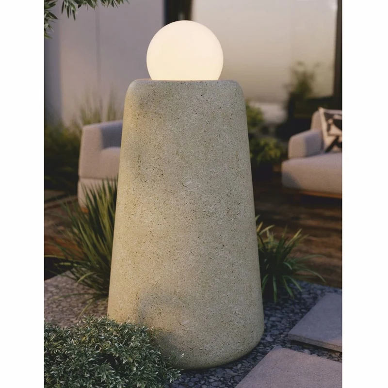 Casa Padrino Luxus Beton Stehleuchte Grau / Weiß H. 128 cm - Gartenleuchte
