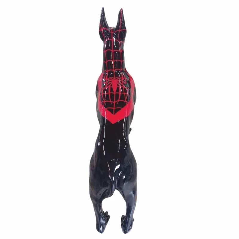 Casa Padrino Deko Skulptur Deutsche Dogge Schwarz / Rot 125 x H. 110 cm - Deko Figur