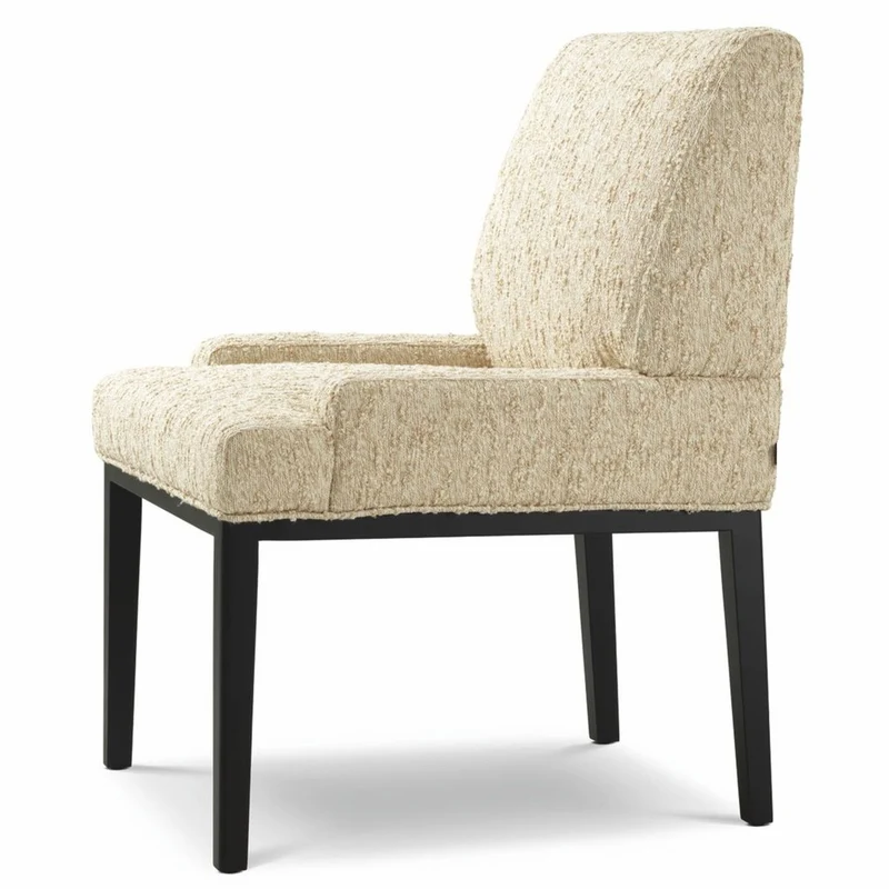 Casa Padrino Luxus Esszimmer Stuhl mit Armlehnen Naturfarben / Schwarz H. 91 cm