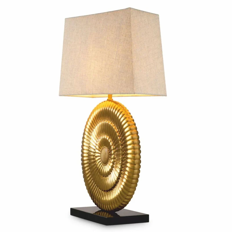 Casa Padrino Luxus Tischleuchte Antik Gold / Schwarz / Beige H. 67 cm - Schreibtischleuchte