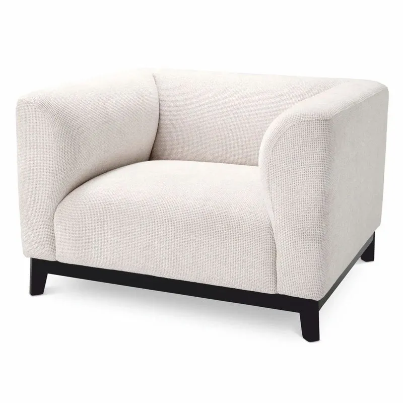 Casa Padrino Luxus Sessel Cremeweiß / Schwarz 105 cm - Hotel & Wohnzimmer Möbel