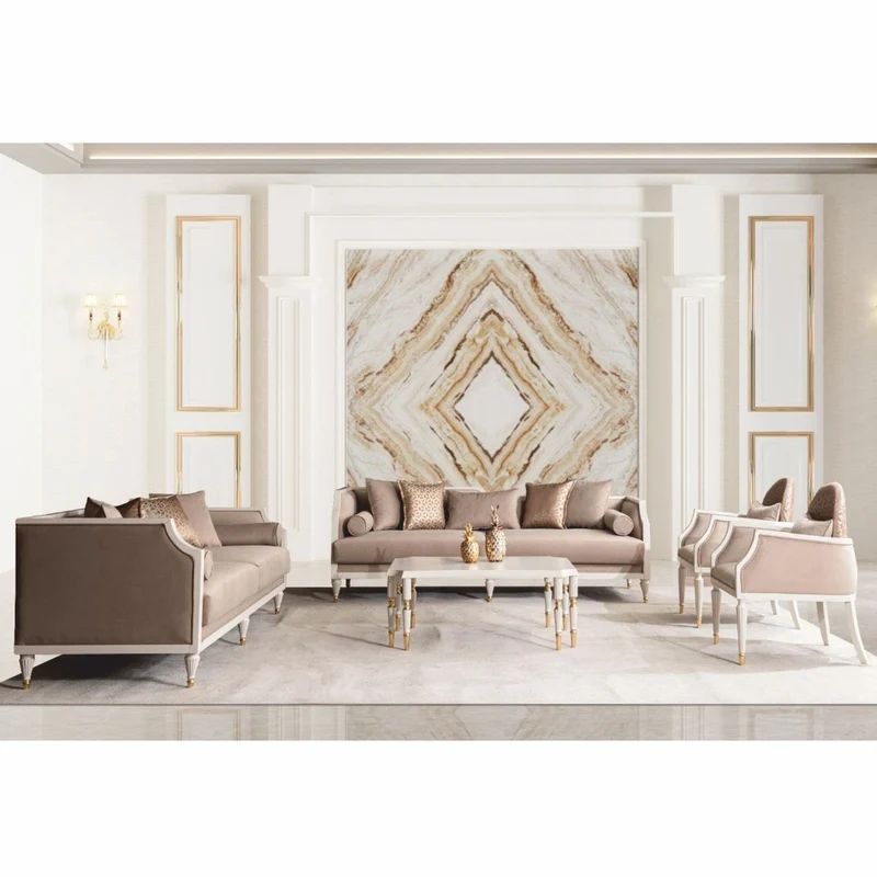 Casa Padrino Luxus Barock Sofa Braun / Creme / Gold 235 cm - Barockstil Möbel