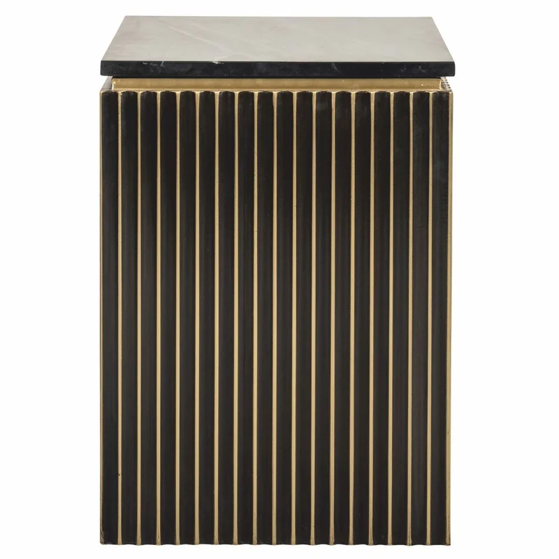 Casa Padrino Luxus Nachttisch mit Tür und Marmorplatte Schwarz / Gold H. 60 cm