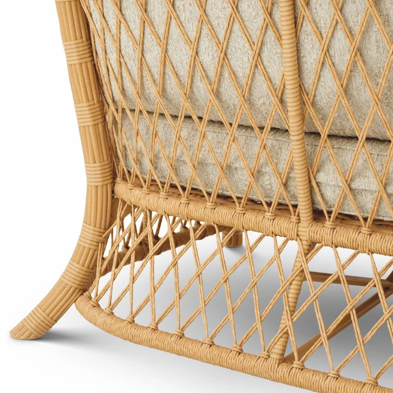 Casa Padrino Luxus Kunstrattan Garten Sofa Naturfarben 180 cm - Garten Möbel