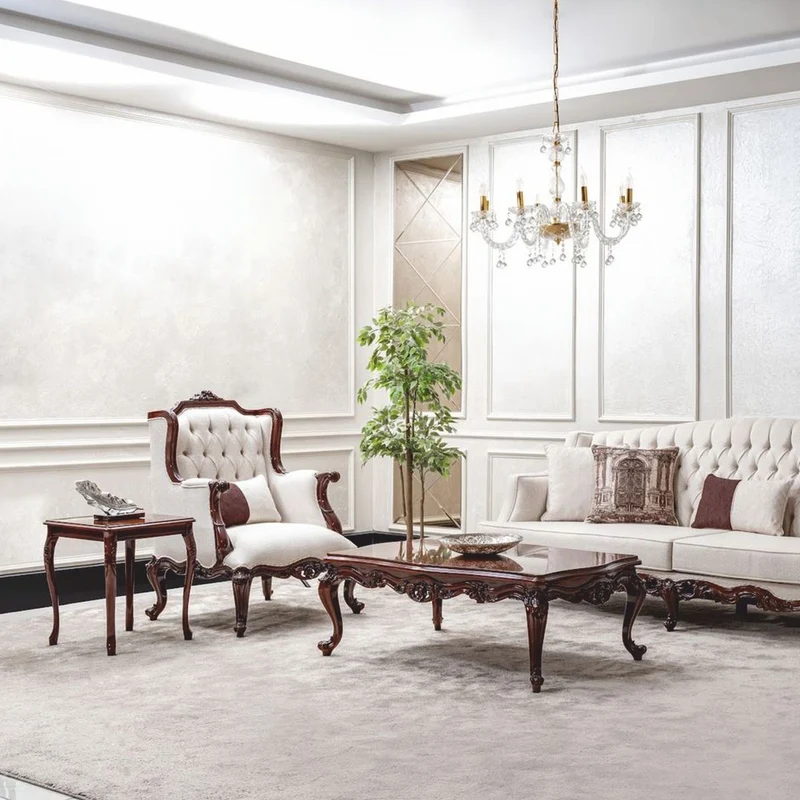 Casa Padrino Luxus Barock Massivholz Beistelltisch Dunkelbraun H. 57 cm - Barock Möbel