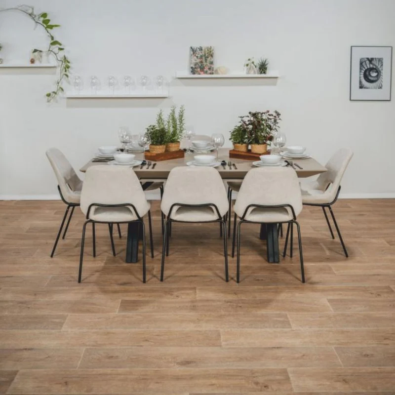 Casa Padrino Esstisch Beige / Schwarz 180-468 cm - Rechteckiger Ausziehbarer Küchentisch