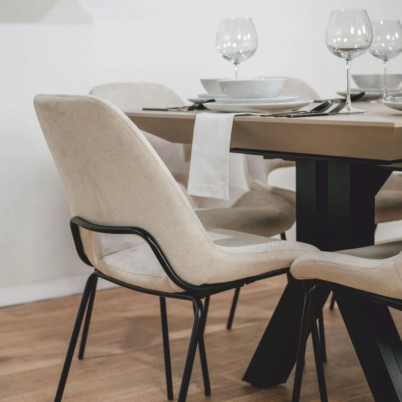 Casa Padrino Esstisch Beige / Schwarz 180-468 cm - Rechteckiger Ausziehbarer Küchentisch