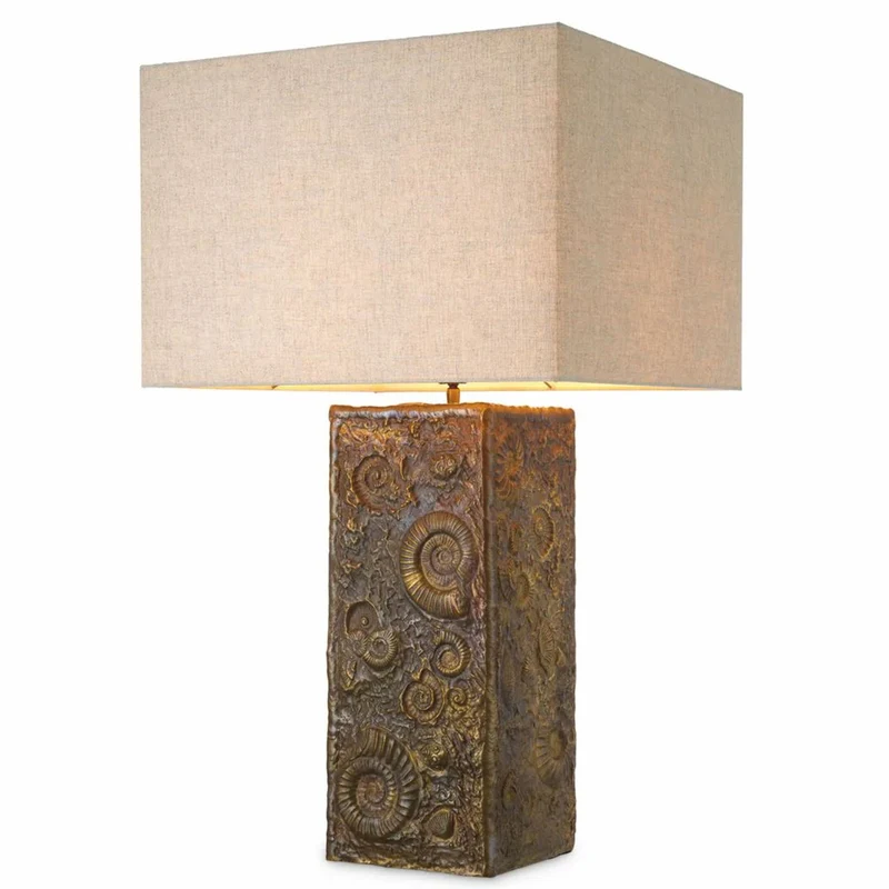 Casa Padrino Luxus Tischleuchte Vintage Messing / Beige H. 87,5 cm - Luxus Leuchten