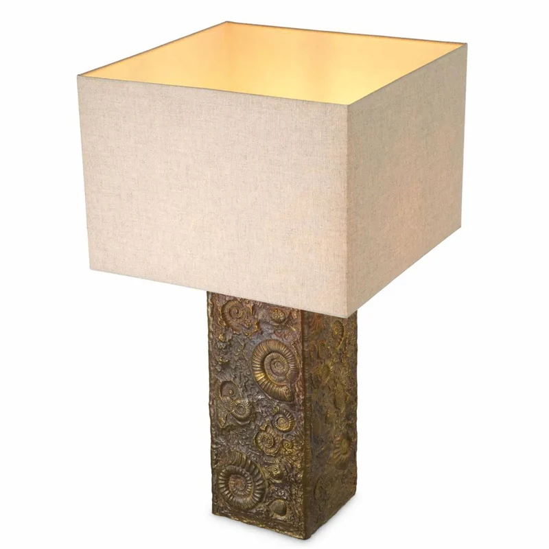 Casa Padrino Luxus Tischleuchte Vintage Messing / Beige H. 87,5 cm - Luxus Leuchten