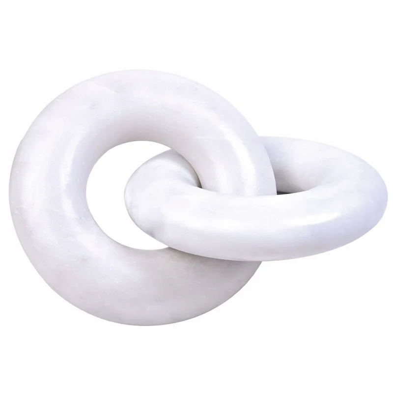 Casa Padrino Luxus Marmor Deko Objekt Ringe Weiß 25 cm - Wohnzimmer Dekoration
