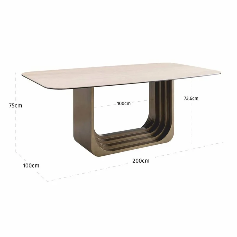 Casa Padrino Luxus Esstisch Beige / Bronze 200 cm - Hotel & Esszimmer Möbel