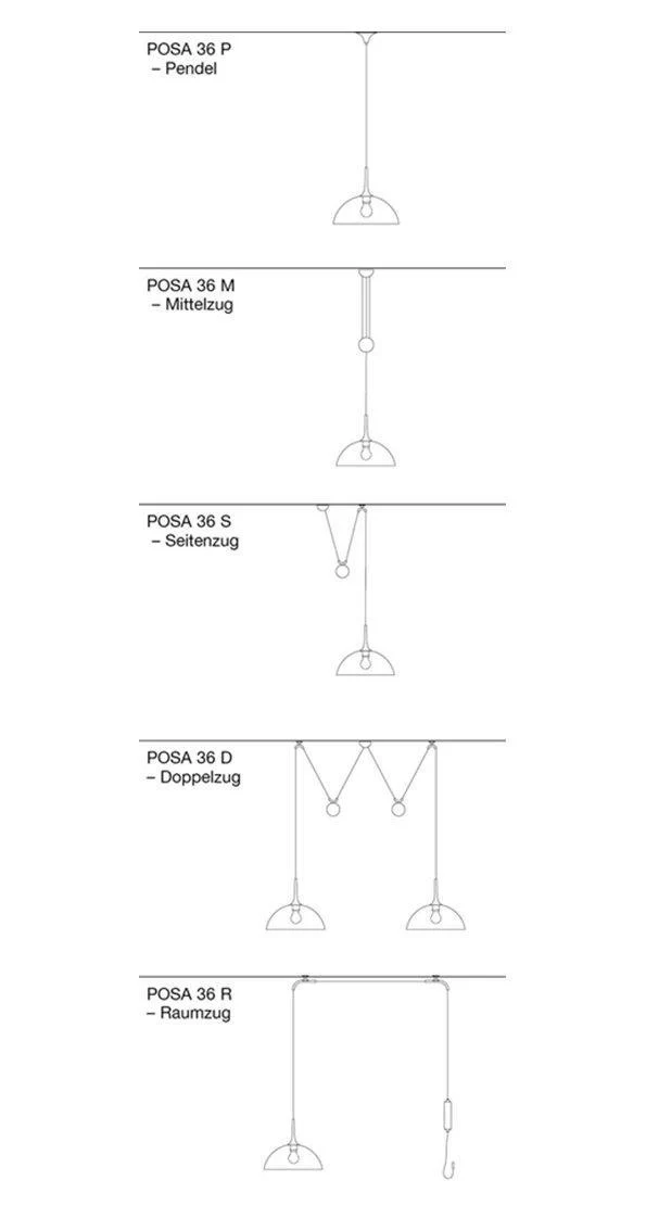 VS Manufaktur - POSA 36 Pedelleuchte-Mittelzug