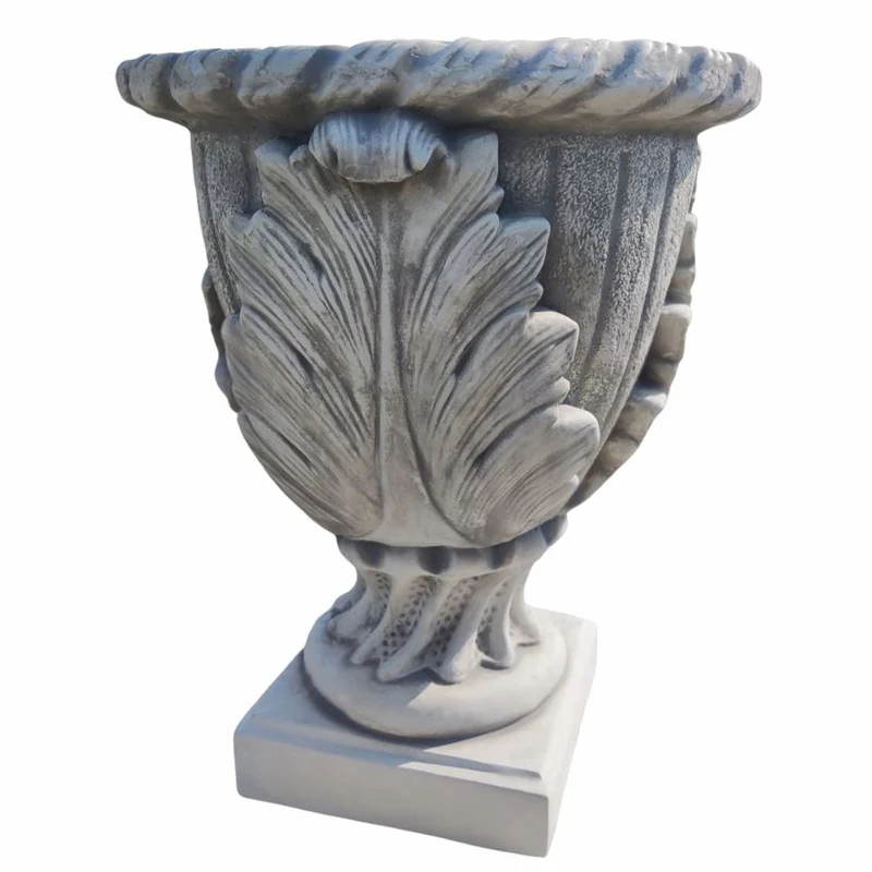 Casa Padrino Barock Blumentopf Grau H. 74 cm - Barockstil Garten Deko Pflanzentopf