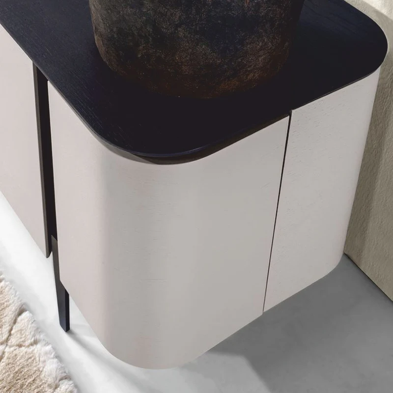 Casa Padrino Luxus TV Schrank Weiß / Dunkelbraun 175,2 cm - Wohnzimmer Möbel