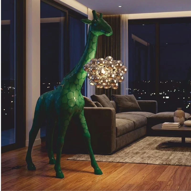 Casa Padrino Luxus Stehleuchte Giraffe Grün H. 230 cm - Tier Stehleuchten