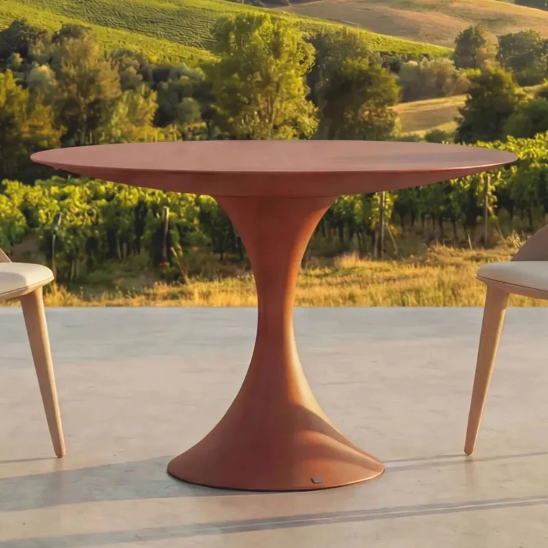 Casa Padrino Luxus Garten Esstisch Matt Braun Ø 120 cm - Luxus Garten Möbel