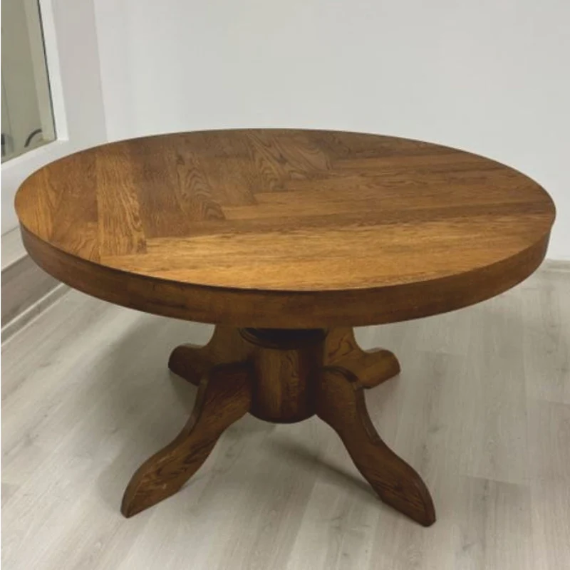 Casa Padrino Landhausstil Eichenholz Esstisch Braun Ø 130 cm - Esszimmer Möbel