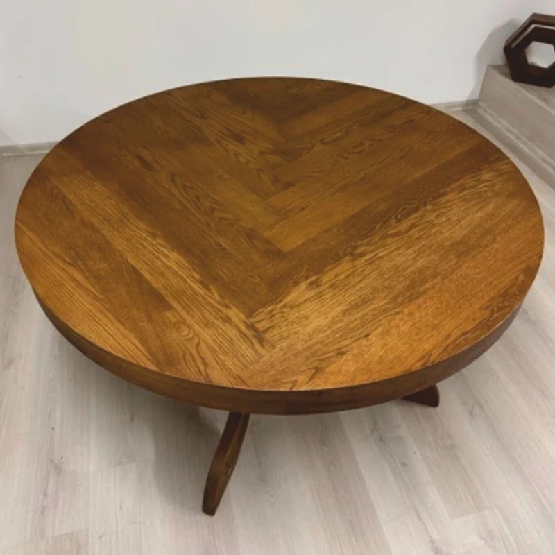 Casa Padrino Landhausstil Eichenholz Esstisch Braun Ø 130 cm - Esszimmer Möbel
