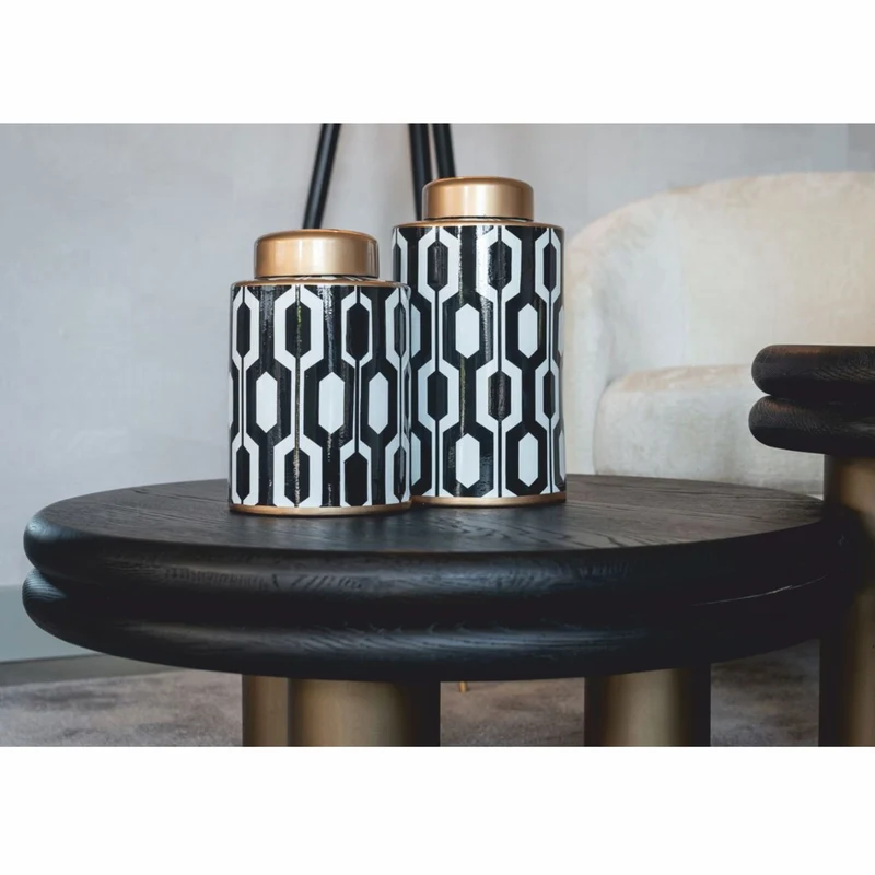 Casa Padrino Luxus Couchtisch Schwarz / Bronze 80 cm - Luxus Wohnzimmer Möbel
