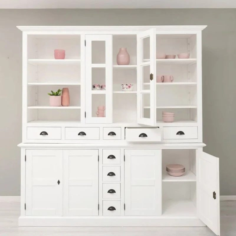 Casa Padrino Landhausstil Esszimmer Schrank Weiß 210 x H. 220 cm - Esszimmer Möbel