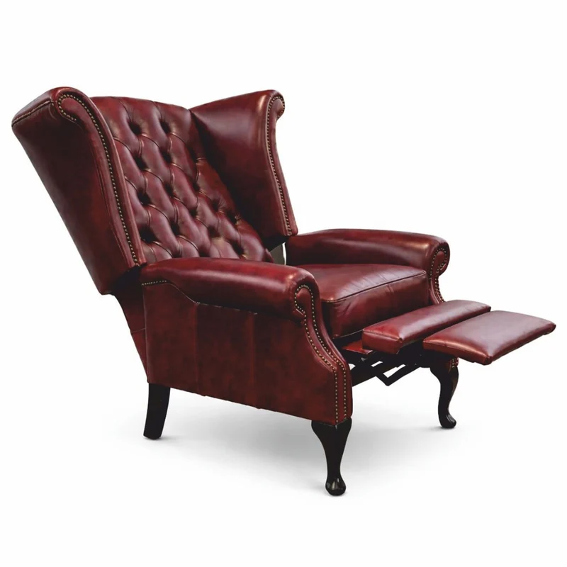 Casa Padrino Luxus Chesterfield Leder Fernsehsessel Bordeauxrot / Schwarz H. 110 cm