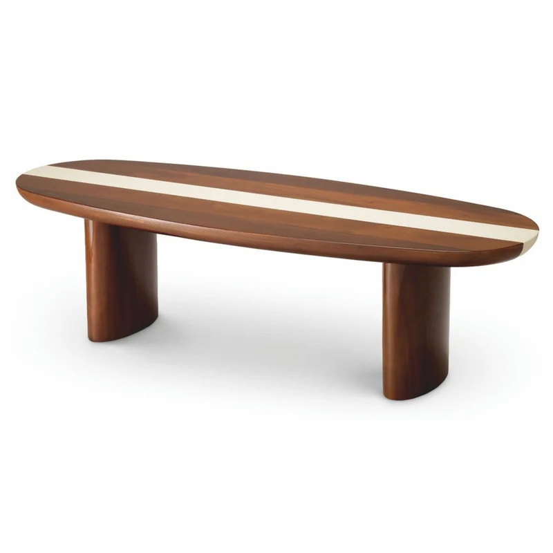Casa Padrino Luxus Mahagoni Couchtisch Hochglanz Braun / Beige 140 cm - Wohnzimmer Möbel
