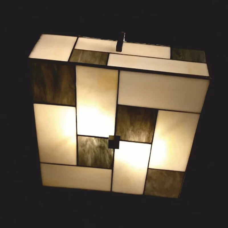 Casa Padrino Art Deco Tiffany Deckenleuchte Creme / Schwarz 35 cm - Tiffany Leuchten