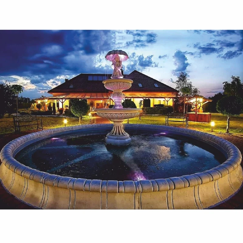 Casa Padrino Barock Springbrunnen Grau Ø 600 x H. 273 cm - Barock Garten Deko