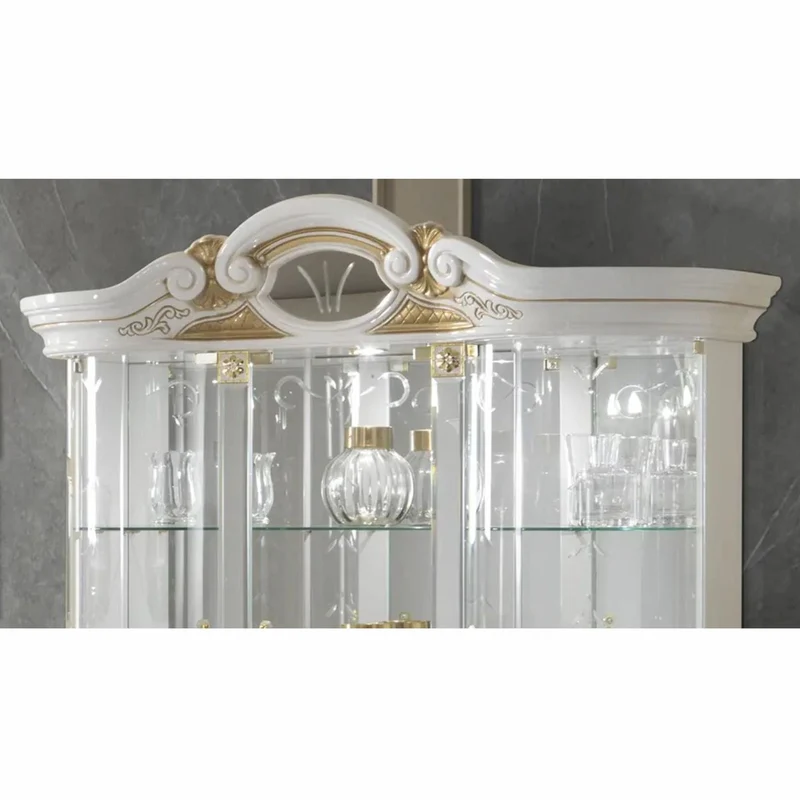 Casa Padrino Luxus Barock Vitrine Weiß / Gold 139 x H. 213 cm - Barock Möbel - Made in Italy