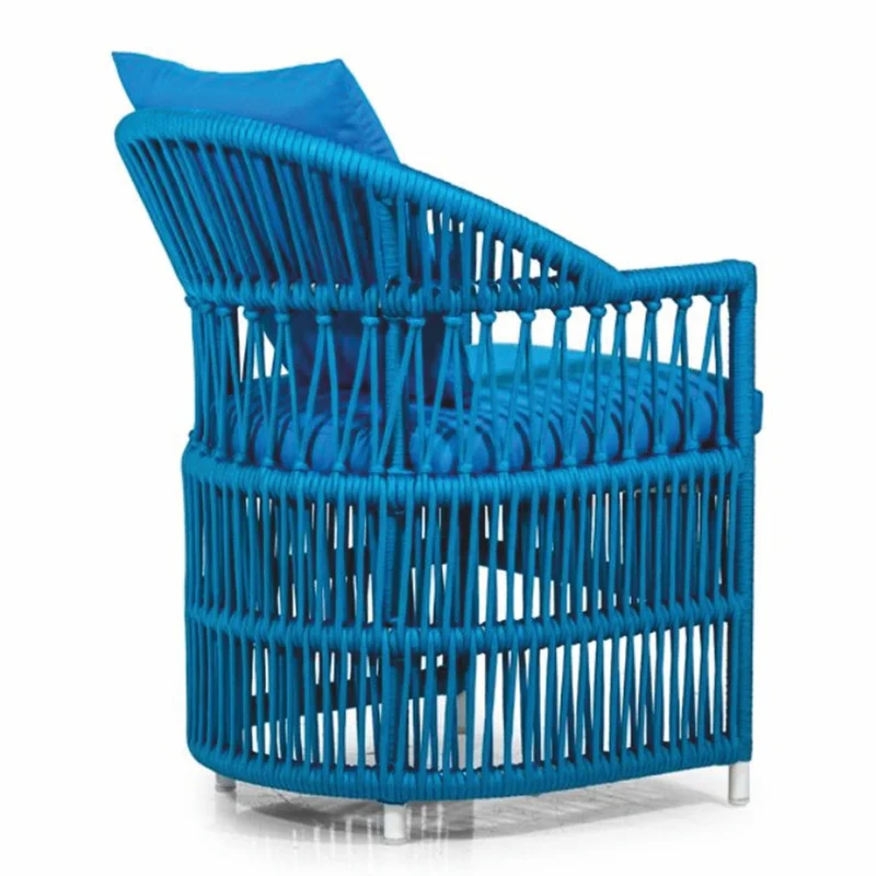 Casa Padrino Luxus Gartenstuhl mit Armlehnen Blau H. 82 cm - Garten & Terrassen Möbel