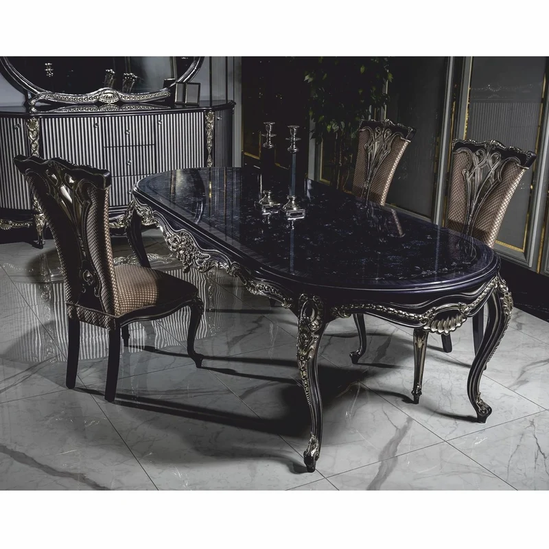 Casa Padrino Luxus Barock Esszimmer Stuhl 6er Set Gold / Lila - Barock Esszimmer Möbel