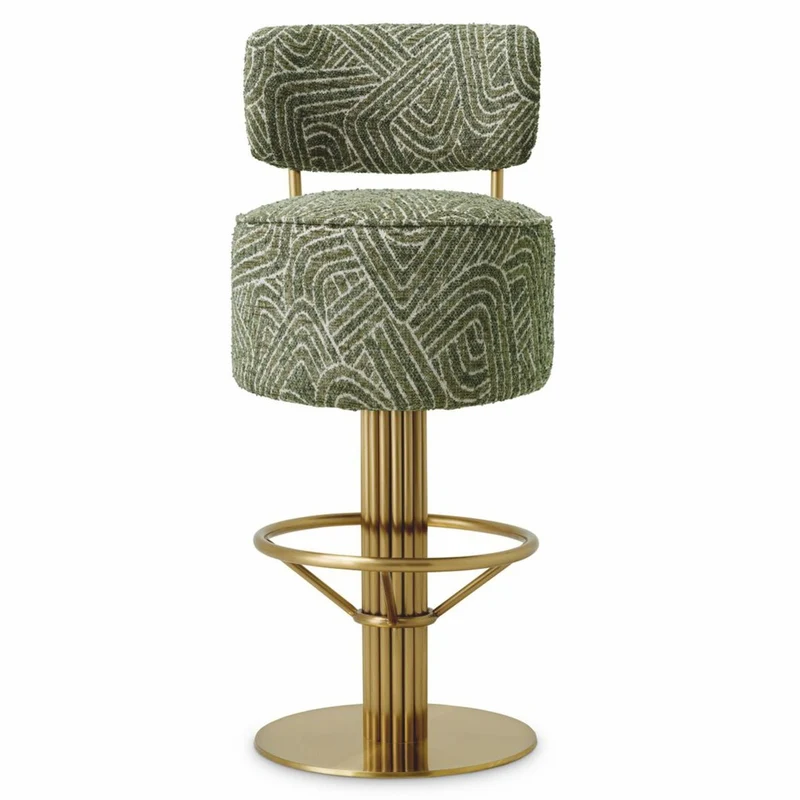 Casa Padrino Luxus Edelstahl Barstuhl Grün / Messing H. 104 cm - Luxus Bar Möbel