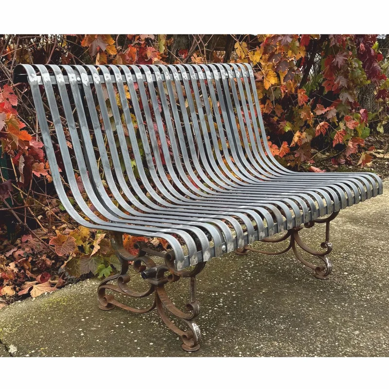 Casa Padrino Jugendstil Schmiedeeisen Gartenbank Silber / Rost 120 cm - Garten Möbel