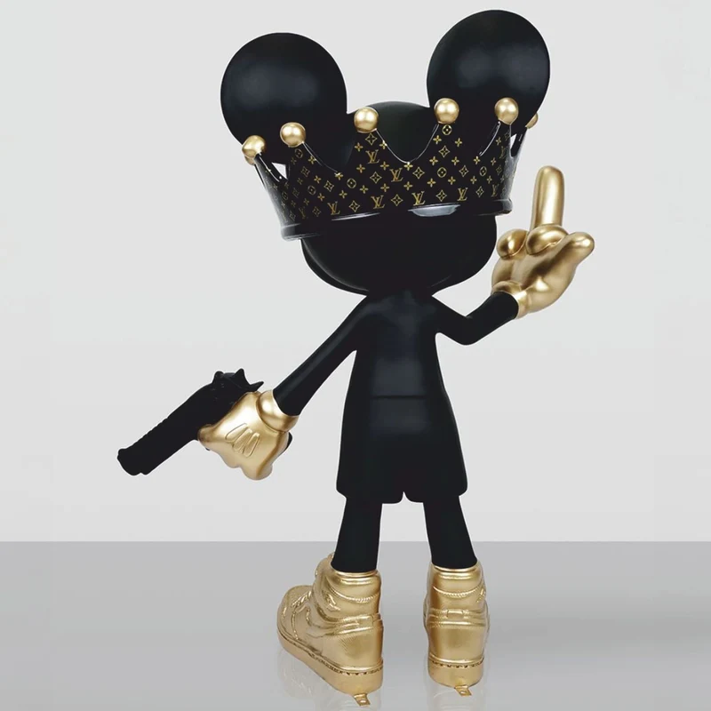 Casa Padrino Deko Skulptur Schwarz / Gold H. 120 cm - Wohnzimmer & Garten Figur