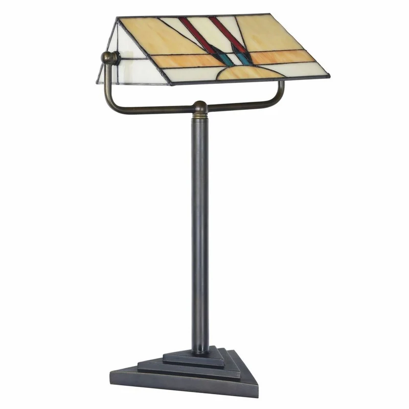 Casa Padrino Art Deco Tiffany Tischleuchte Schwarz / Bunt H. 44,5 cm - Tiffany Leuchten