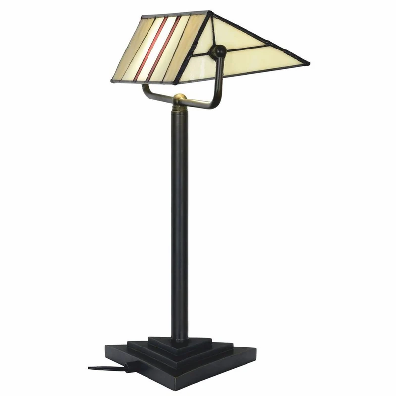 Casa Padrino Art Deco Tiffany Tischleuchte Schwarz / Bunt H. 44,5 cm - Tiffany Leuchten