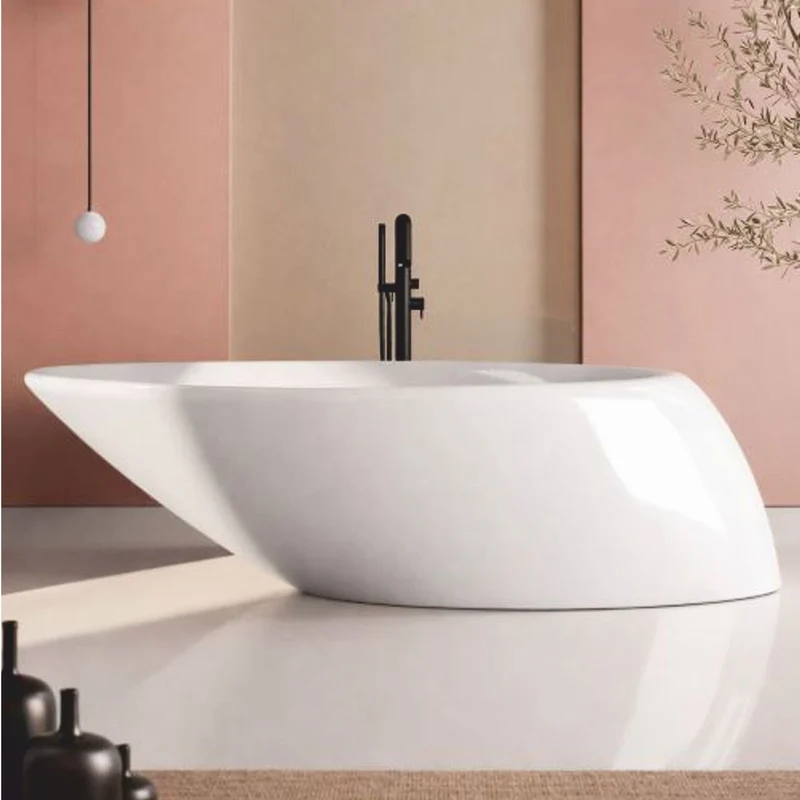 Casa Padrino Freistehende Luxus Badewanne Hochglanz Weiß 205 cm - Made in Italy
