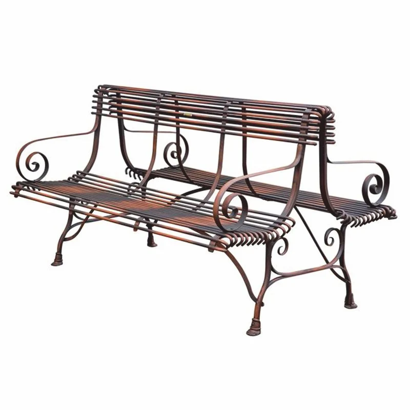 Casa Padrino Jugendstil Schmiedeeisen Gartenbank Braun 150 cm - Doppelseitige Sitzbank