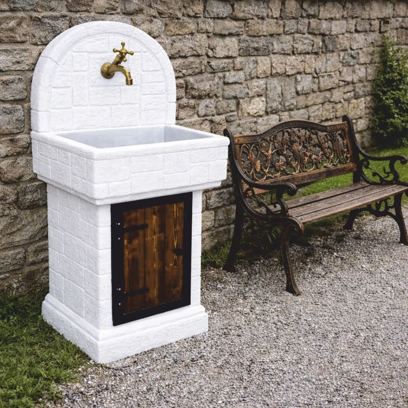 Casa Padrino Jugendstil Gartenspüle Weiß H. 120 cm - Garten Accessoires