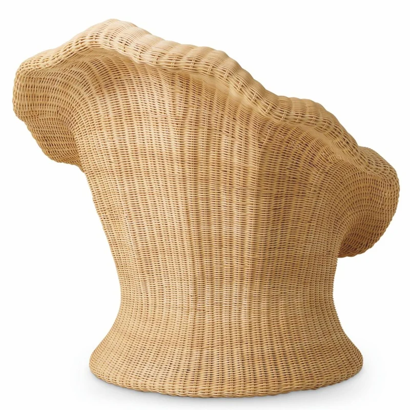 Casa Padrino Luxus Rattan Sessel Naturfarben / Creme - Rattan Wohnzimmer Möbel