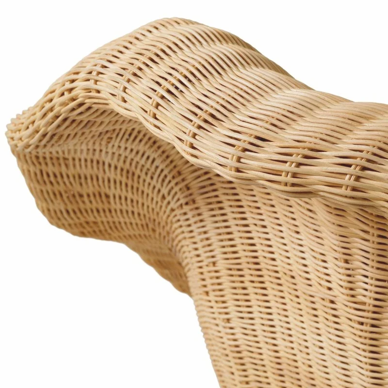 Casa Padrino Luxus Rattan Sessel Naturfarben / Creme - Rattan Wohnzimmer Möbel