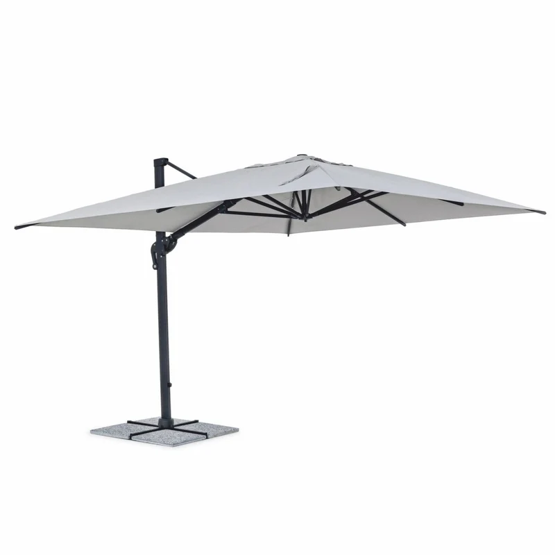 Casa Padrino Luxus Ampelschirm mit Ständer Anthrazit / Hellgrau 400 x 300 x H. 259 cm