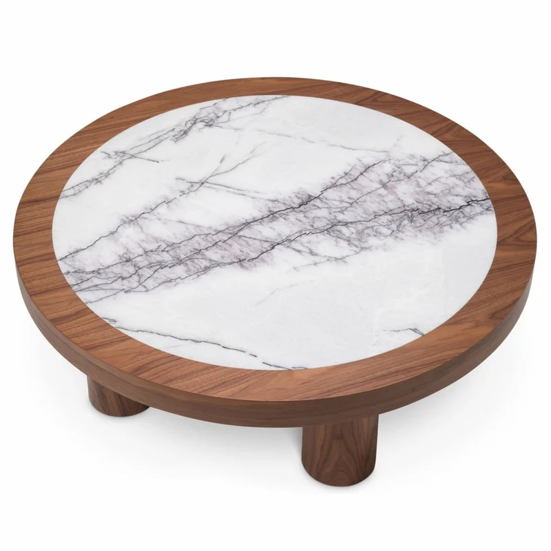 Casa Padrino Luxus Couchtisch Braun / Weiß-Lila Ø 100 cm - Wohnzimmer Möbel