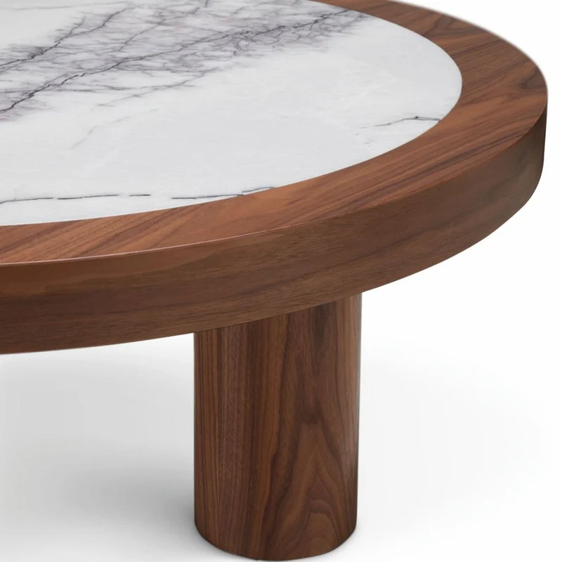 Casa Padrino Luxus Couchtisch Braun / Weiß-Lila Ø 100 cm - Wohnzimmer Möbel