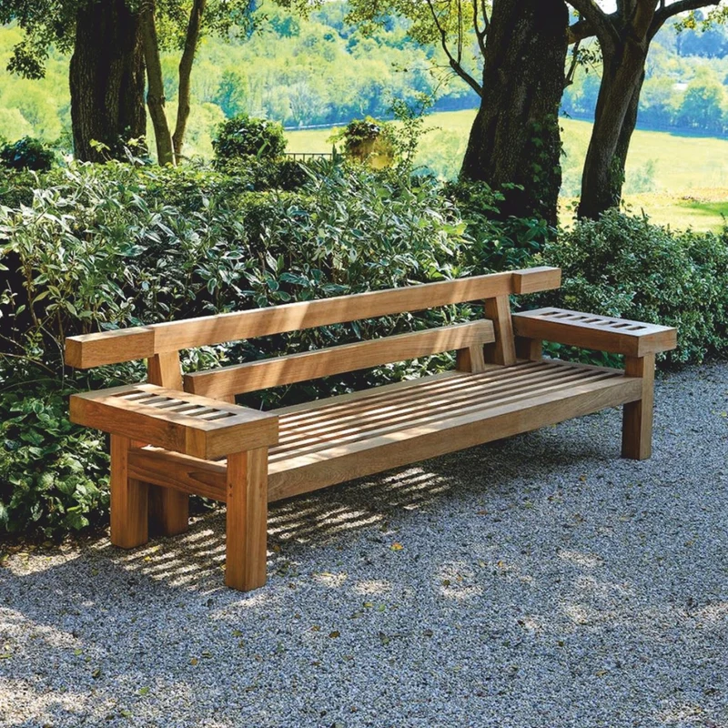 Casa Padrino Luxus Teakholz Gartenbank Braun 265 cm - Teakholz Garten Möbel